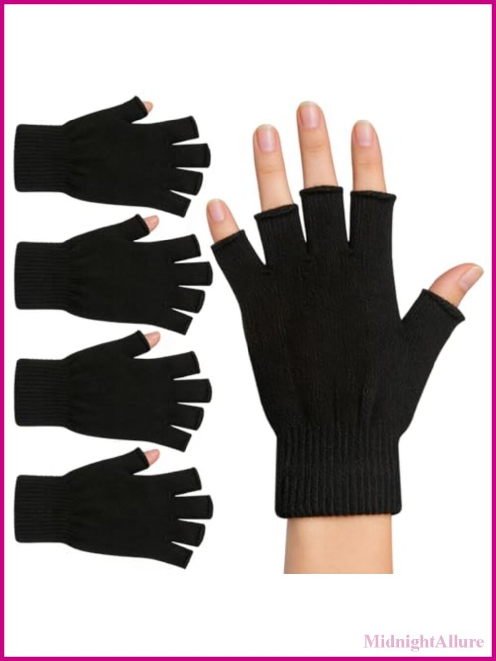 Fingerless Half Finger Winter Knit Thermal Gloves for Running Driving Typing